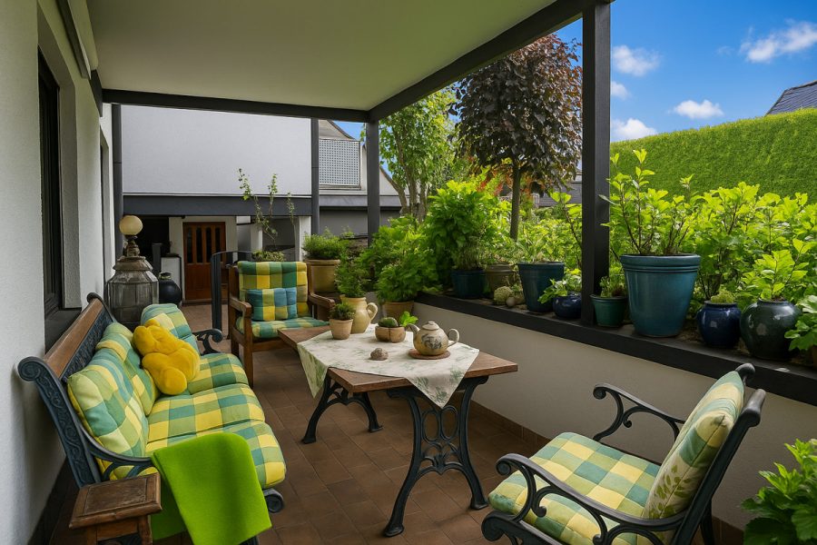 Souterrainwohnung mit kleiner Terrasse für Single oder Paar ! - Rückansicht